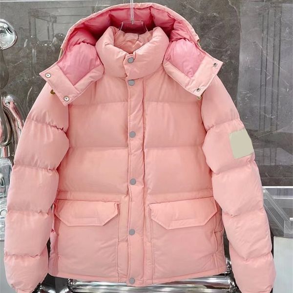 

spenneooy winter runway pink color white duck down hooded down jacket women long sleeves pockets straight slim down jacket coat 220822, Black