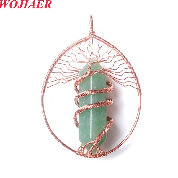 

natural stone tree of life beads rose gold wire wrapped tiger eye pendant for women necklaces jewelry bo968, Silver