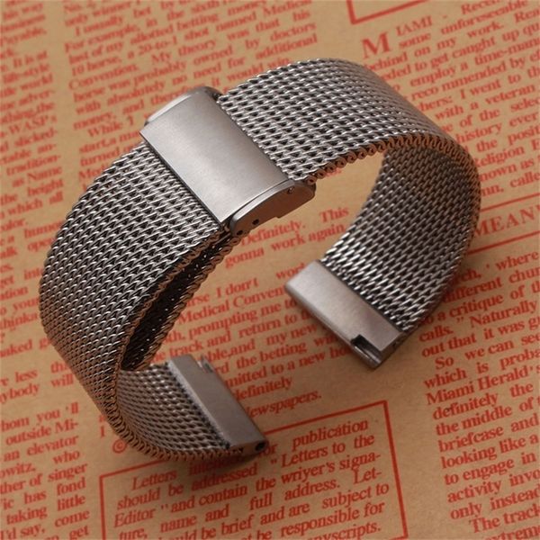 

watchband accessories fashion watches men straps bracelet 18m 20mm 22mm 24mm shark mesh stainless steel metal black 220819, Black;brown