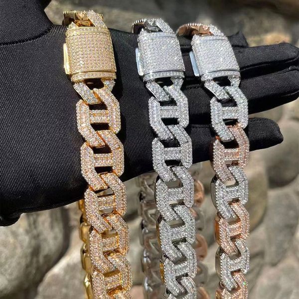 

16mm hip hop t cubic zirconia tennis cuban chain real gold plated pig nose men's necklace, Black