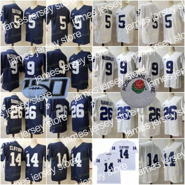 

new ncaa penn state nittany college 5 jahan dotson 14 sean clifford 26 saquon barkley 9 trace mcsorley 1 kj hamler 11 micah parsons 150th, Black