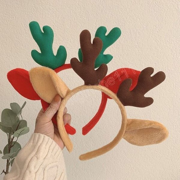 

christmas antlers headbands plush cartoon elk reindeer hair hoop new year party decorations, Slivery;white