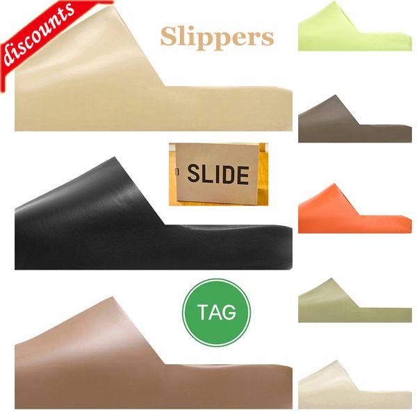 

2023 with box slippers designer slides for mens womens slide sandals desert sand earth brown bone glow green resin mineral blue slide traine, Black