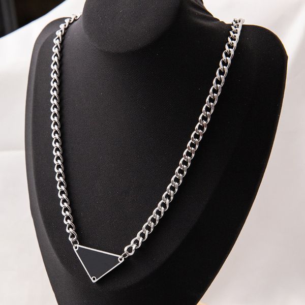 

triangle necklace men and women geometric cuban chain designer letters fashion pendant quality, Silver