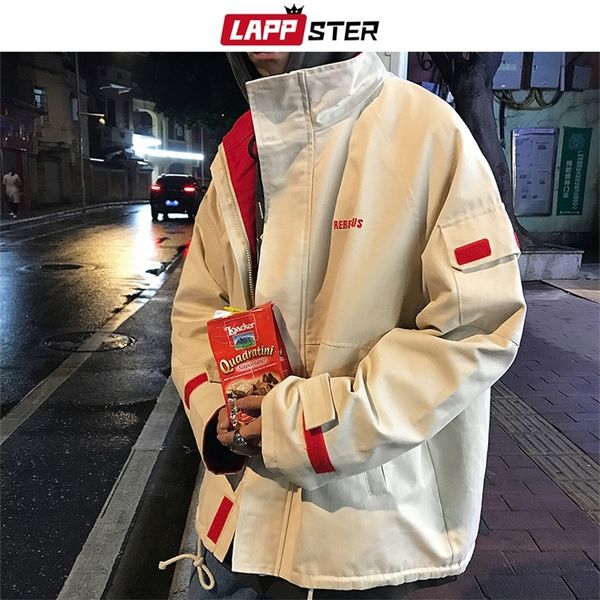 

lappster autumn men embrodiery streetwear bomber jackets mens hip hop korean windbreaker jackets male thick oversize coats 220822, Black