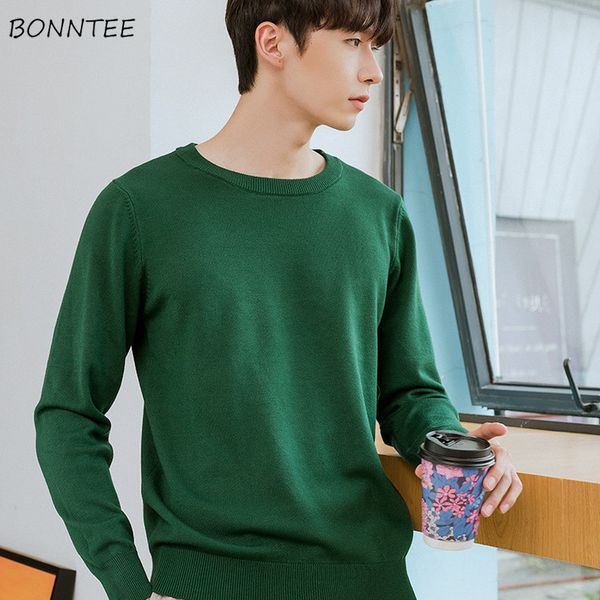 

men solid pullovers basic simple allmatch daily leisure sweaters knitted trendy male warm jumpers streetwear ulzzang cozy s3xl 220822, White;black