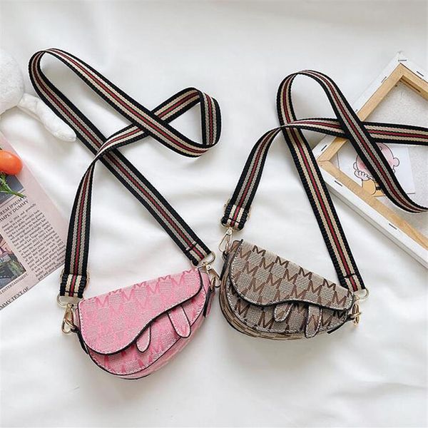 

3colors baby girls handbag pu leather letters pattern children single shoulder saddle bag fashion cute kids girl designer mini cro186e, Black