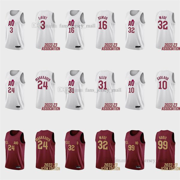 

printed 2022-23 new basketball jerseys kevin 0 love caris 3 levert lauri 24 markkanen cedi 16 osman evan 4 mobley 10 darius garland 2 sexton, Black;red