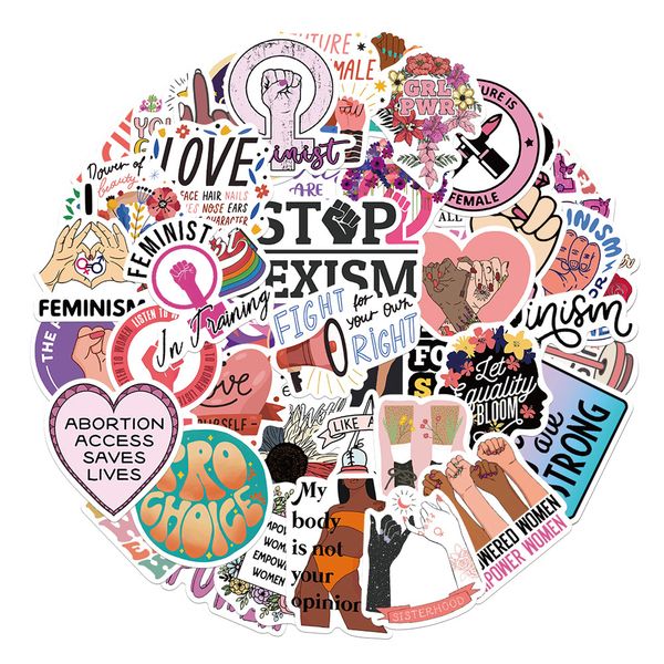 

50pcs feminist skateboard stickers for car baby helmet pencil case diary phone lapplanner decoration book album kids toys diy decals