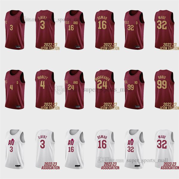 

printed 2022-23 new basketball jerseys kevin 0 love caris 3 levert lauri 24 markkanen cedi 16 osman evan 4 mobley 10 darius garland 2 sexton, Black;red