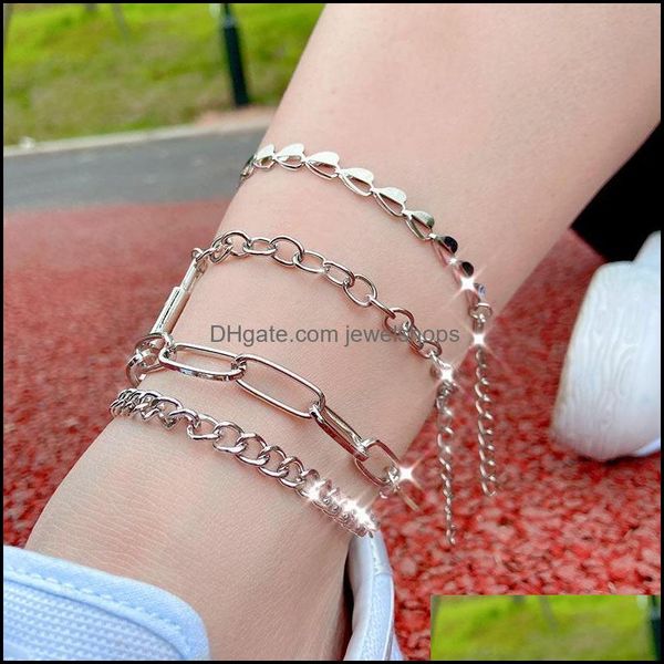 

anklets jjfoucs 2021 fashion sier color stainless steel alloy jewelshops dh4wg, Red;blue
