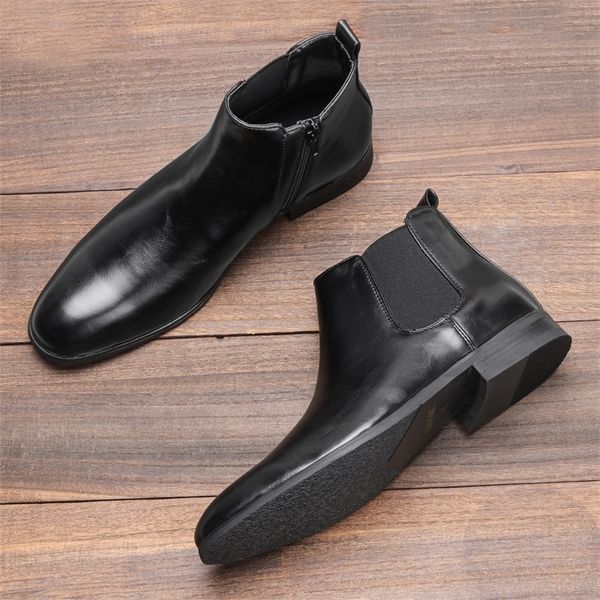 

dress shoes size 38 49 men boots ankle split leather upper chelsea 220829, Black