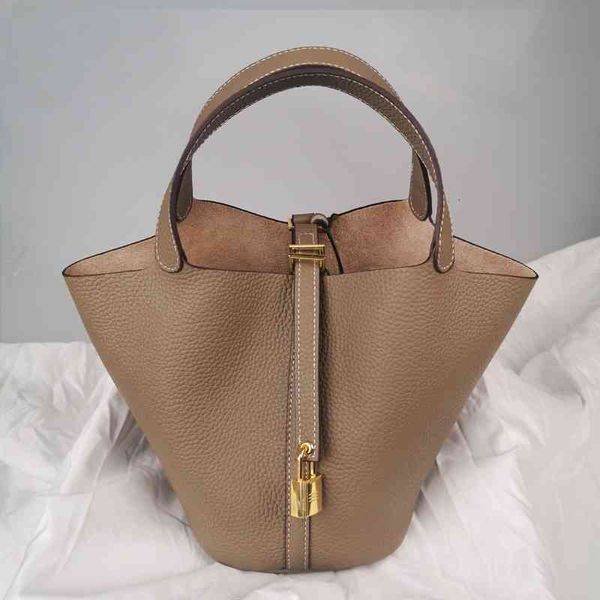 

women evening bags herme designer first women's layer cowhide bucket fashion handbag small leather h family vegetable basket bag