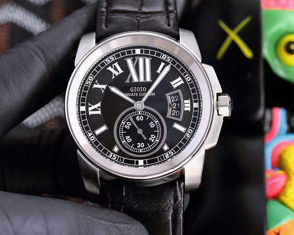 

mens automatic mechanical watch blue black leather rose gold, Slivery;brown