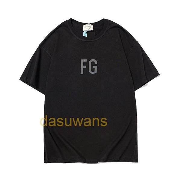 

feel of god season rich reflective colorful fg loose fog men's and women's t-shirt fashion hand painted simpson print short sleeve, White;black