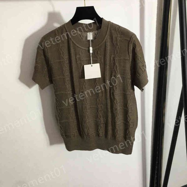 

knits womens sweaters tees hrm 3d striped knit t-shirts fashion brand short sleeve, White