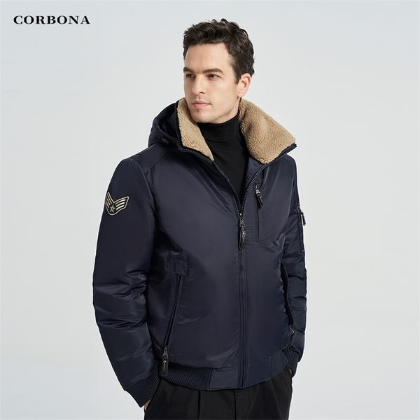 

corbona arrival mens winter warm coat windproof hooded casual jackets cotton outdoor detachable male parka 220822, Black