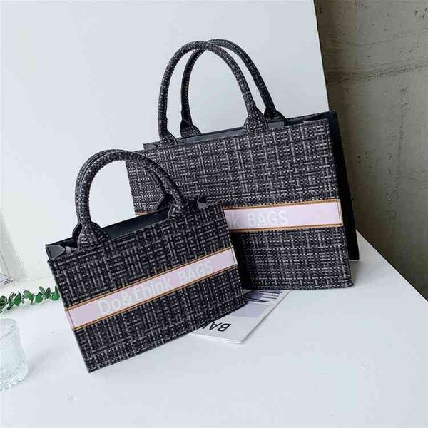 

65% off online clearance woven tote version woolen plaid hand contrast color single shoulder bag size