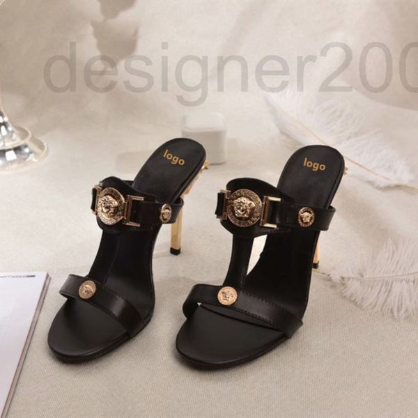 

slippers designer slippers women's high heels 2022 summer new medusa fashion wear temperament, Black