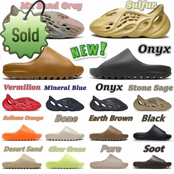 

sold designer foam slippers men woman sulfur bone pure onyx resin desert sand stone sage slipper soot womens west slide slides sandals shoe, Black