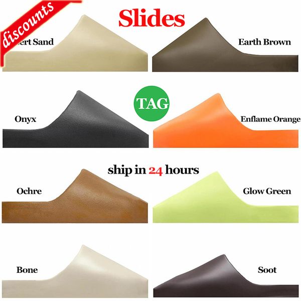 

2023 slippers designer slides for mens womens slide sandals desert sand earth brown bone glow green resin mineral blue trainers big size 36-, Black