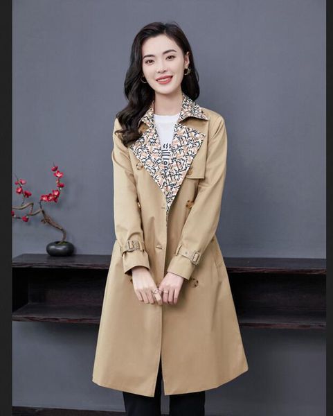 

women fashion england design trench coat ong style trench size s-xxl khaki color b8616f460, Tan;black