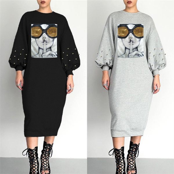 

fashion dresses casual dresses lady dress pleated cozy trendy elegant women party pullover long sleeve buttons female hoody skirt bodycon bl, Black;gray