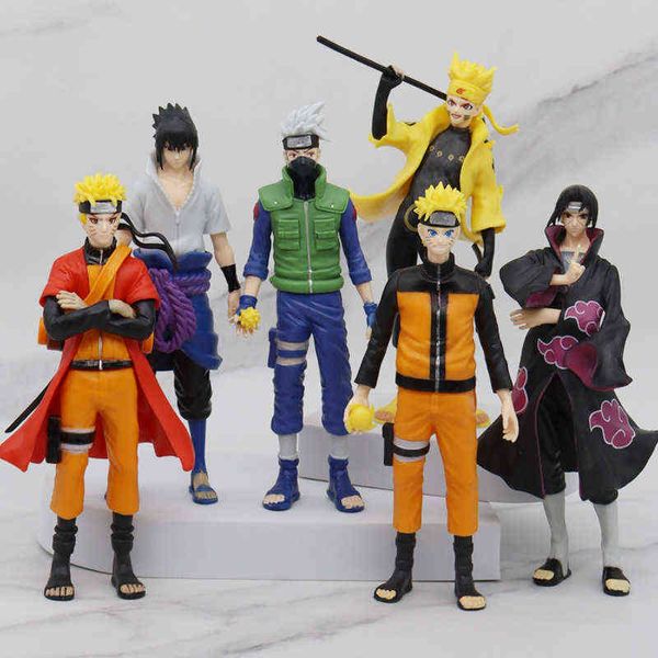 

18cm 6pcs/lot anime uzumaki naruto sasuke hatake kakashi uchiha itachi pvc action figure figurine statue model toy doll t220819
