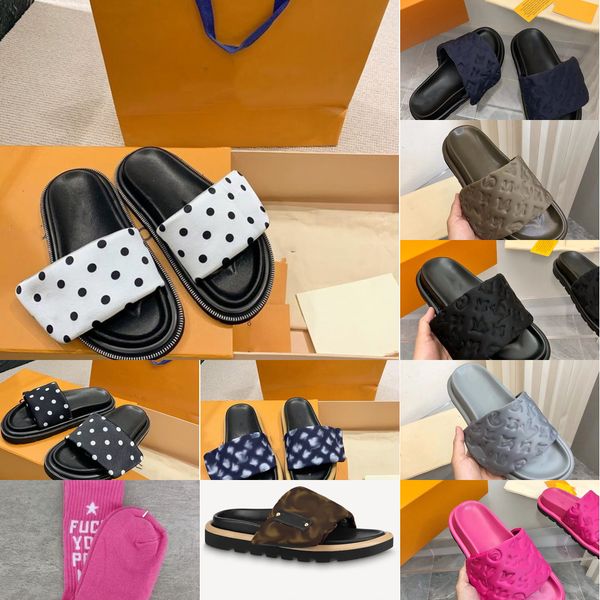 

sandals designers pool pillow mules women sandals sunset flat comfort padded front strap slippers fashionable style slides with, Black