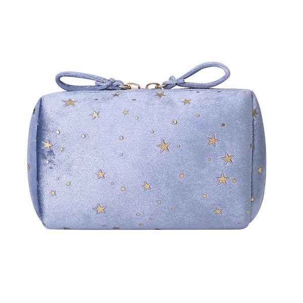

4pcs cosmetic bags women velet star prints solid large capacity double zipper storage bag