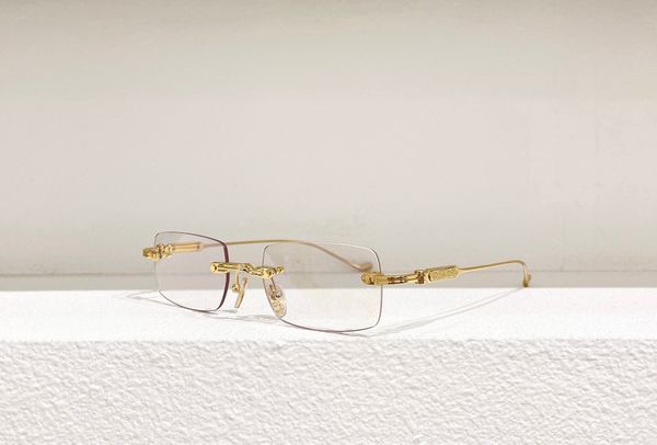 

rectangle gold rimless eyeglasses frame eyewear glasses for men, Black