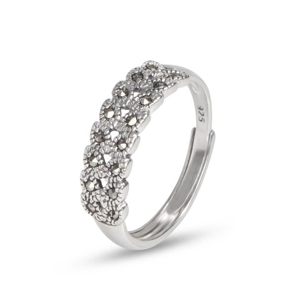 

marcasite ring vintage 925 sterling silver elegant double open rings for women jewelry accessories