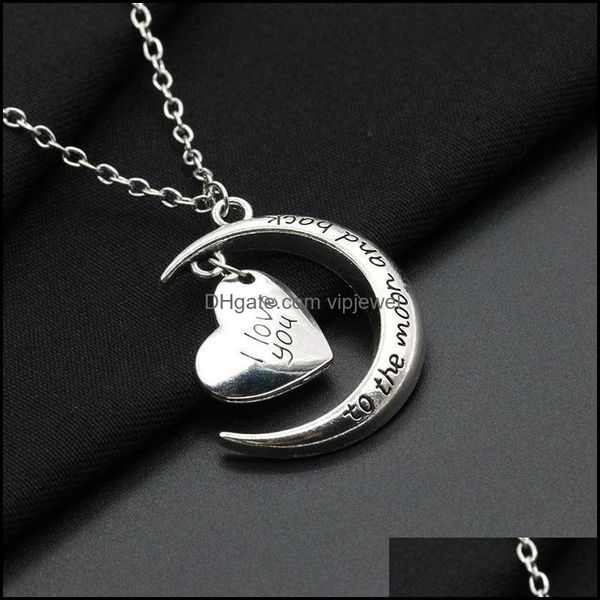 

pendant necklaces chain necklace wholesale i love you moon heart sier plated pendants drop delivery 2021 jewelry vipjewel dhuk0, Silver