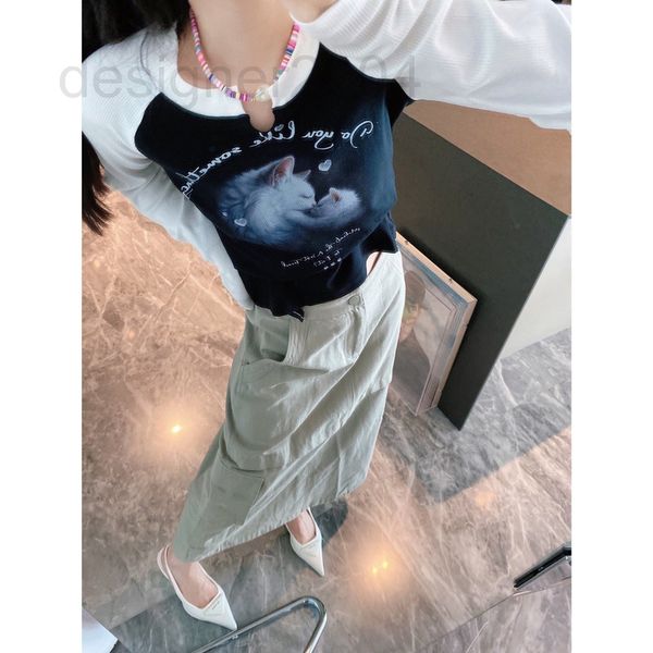 

women's hoodies & sweatshirts designer pure girl cat printed thread long sle, Black