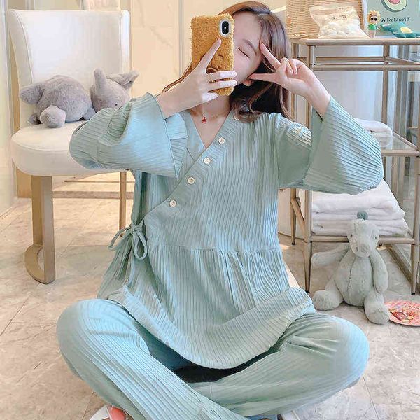 

large size loose cotton maternity nursing nightwear breastfeeding nightwear clothing for pregnant women pregnancy pyjama suits j220813, White