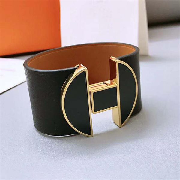 

new arrival genuine leather with enamel white and black color for women bracelet ps5268a274b, Golden;silver