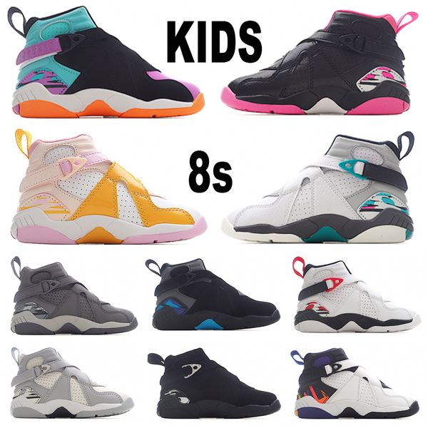 

child trainers infants 8s sneakers toddler kids 8 mid cut basketball shoes kid athletic white red athletics shoes boys girl childrens outdoo, Black