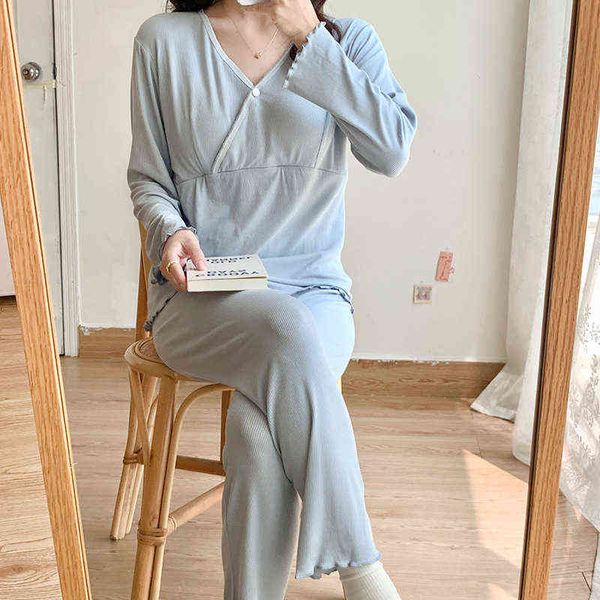 

fdfklak modal maternity clothing long sleeve nursing pajamas set breastfeeding pregnancy spring autumn viscose nightwear j220813, White