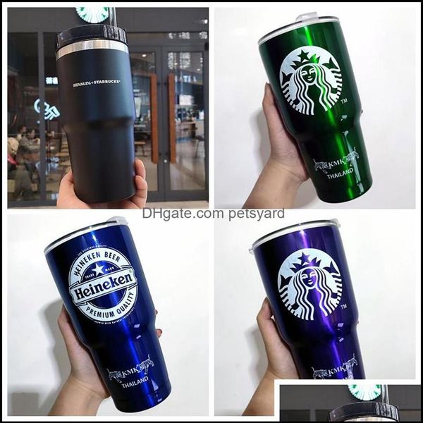 

mugs drinkware kitchen dining bar home & garden30oz purple blue green red stainless steel st stanley solid color large capacity c195m