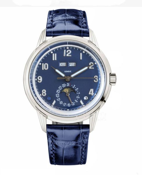 

luxury mechanical watches for men with leather strap grand complications automatic men's perpetual calendar watch, Slivery;brown
