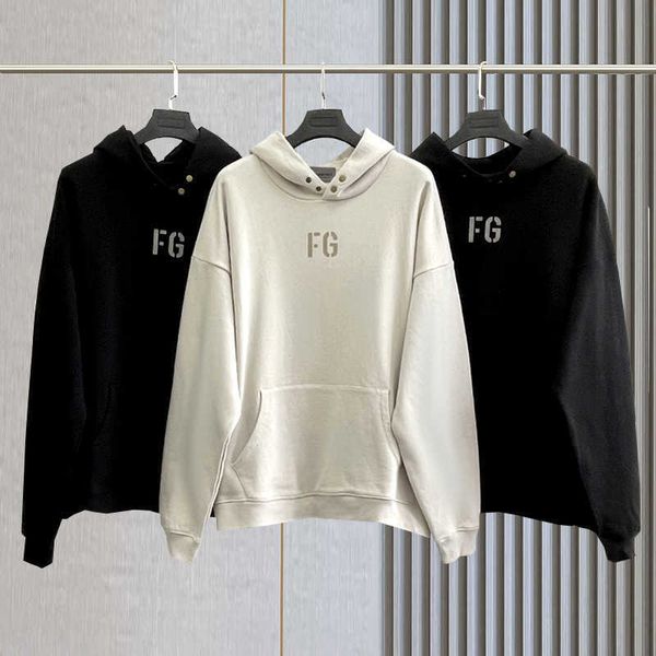 

2022 fashion high street br autumn winter hoodie quality flocking sweatshirt hip hop oversized loose men and women 100% cotton, Black