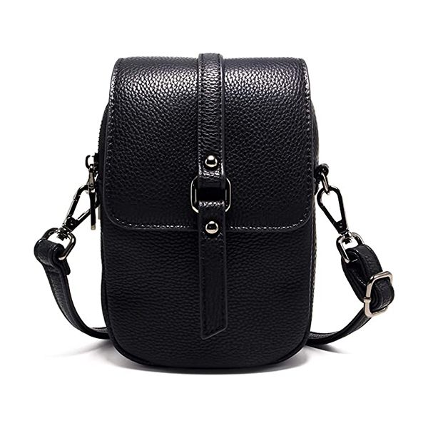 

small crossbody leather phone bag for women cellphone shoulder bags card purse black 19cm