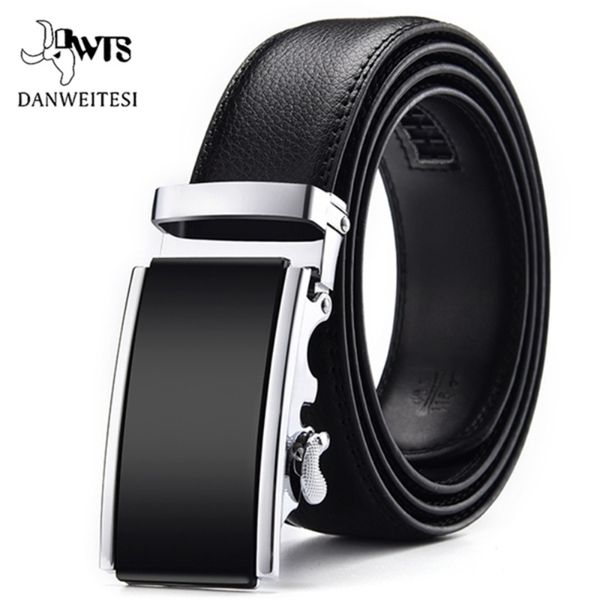 

dwts men belt male genuine leather strap s for automatic buckle black s s cummerbunds cinturon hombre 220819, Black;brown