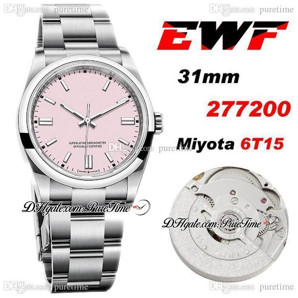 

ewf 31 277200 miyota 6t51 automatic ladies womens watch polished bezel pink stick dial 904l oystersteel bracelet same serial card super edit, Slivery;brown