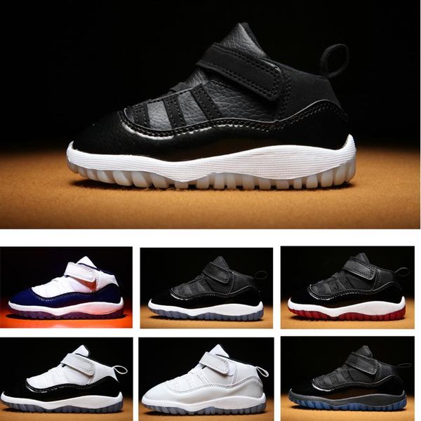 

2020 xi mid high 11 11s magic button children basketball shoes boy girl young kid sport sneaker size 22-273524, Black