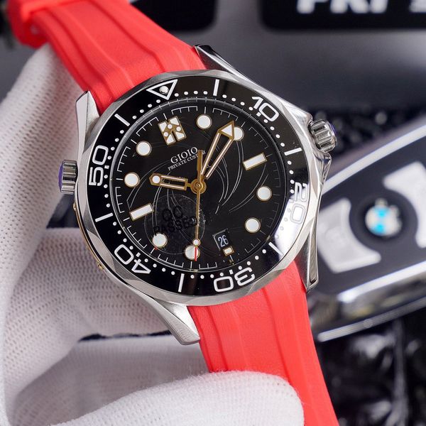 

men automatic mechanical gold diver blue rubber ceramic watch, Slivery;brown