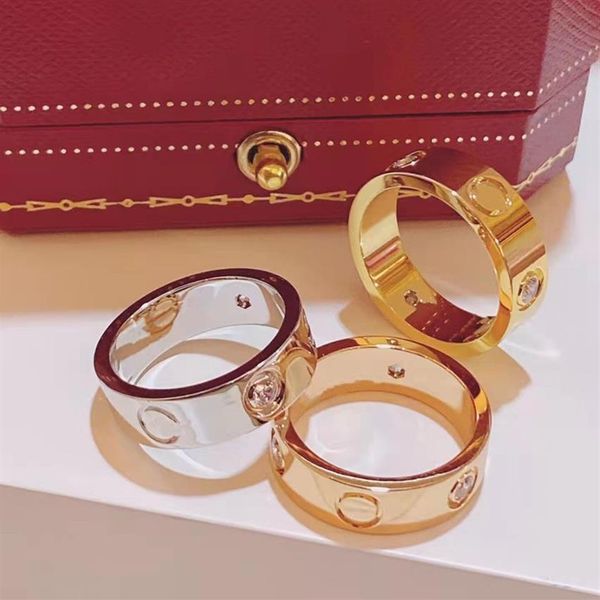 

fashion brand 316l stainless steel screw love finger ring multicolors plating no stone style lovers jewelry 6mm wide no box240e, Silver