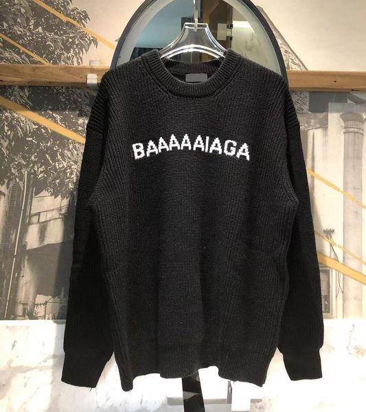 

new aop jacquard letter knitted sweater in autumn / winter 2022acquard knitting machine e custom jnlarged detail crew neck cotton h445y45, White;black
