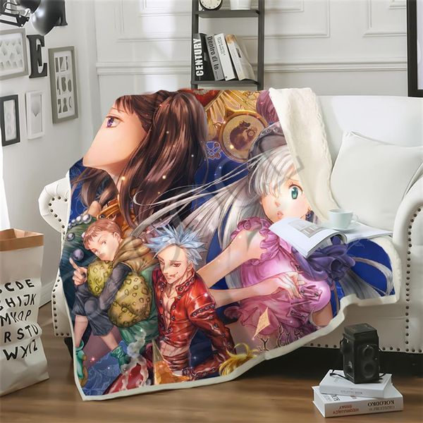 

cloocl the seven deadly sins blanket 3d print meliodas sin of anger double layer casual sofa youth bedding throw fashion skull bla269n