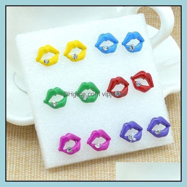

stud red mouth pink love lip rhinestone simated earrings for women jewelry drop delivery 2021 vipjewel dhkcf, Golden;silver